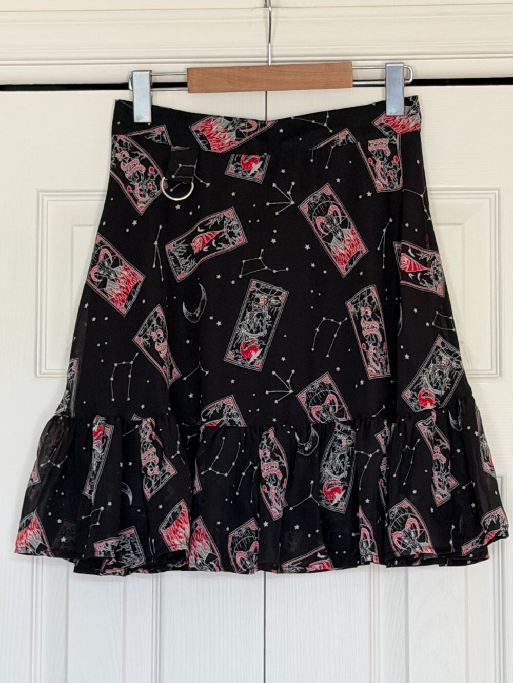 Hell Bunny Duality Goth Tarot Chiffon Mini Skirt